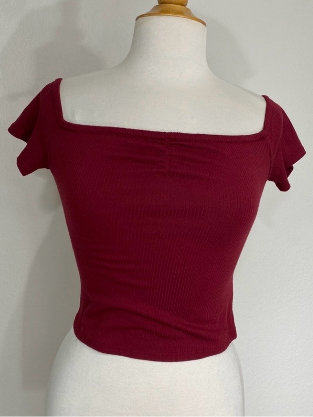 3/$25 Target Mossimo Juniors Wine Square Neck Ribbed Stretch Top XS Girlhoodcore